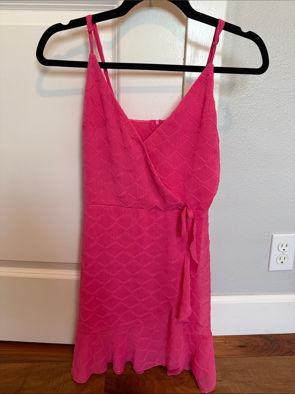 Speechless Hot Pink Wrap Mini Dress with Spaghetti Straps